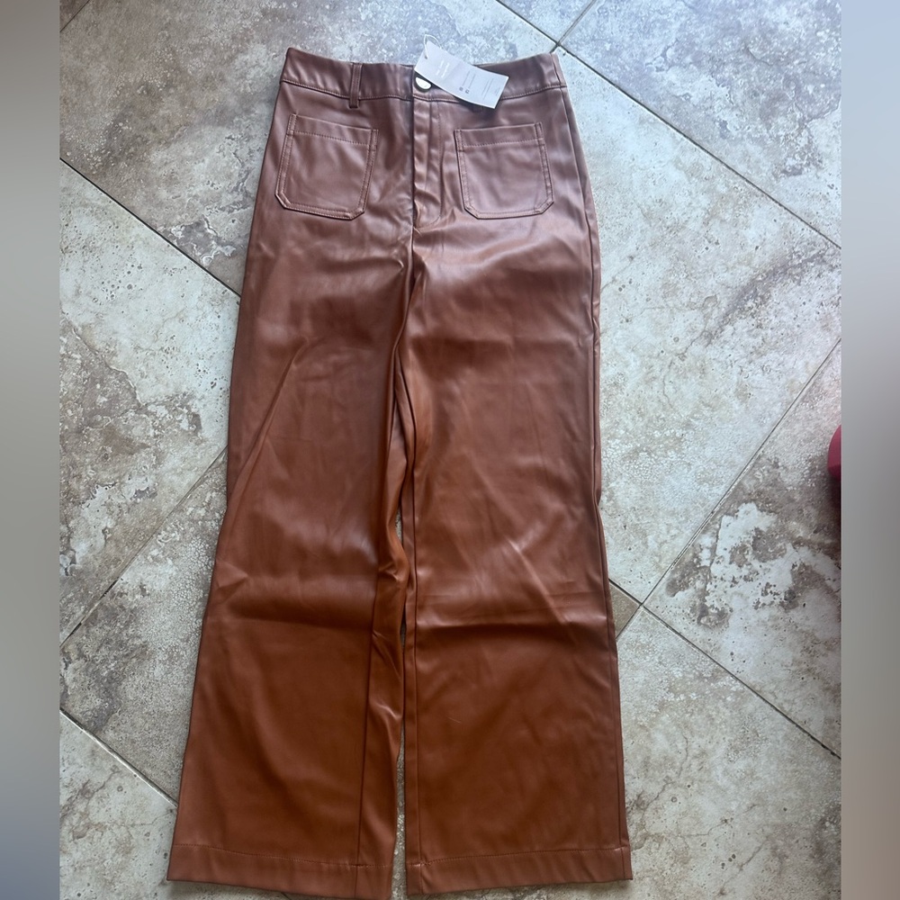 SHEIN Brown Faux Leather Pants